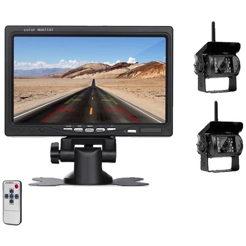 SupplySwap Brezžična povratna kamera, 7-palčni LCD monitor, primeren za tovornjake in avtodome, z dvema kamerama, (5000180727) Cene