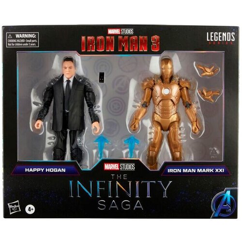 Hasbro Serija Marvel Legends, 2 kompleta igrač akcijskih figur Happy Hogan in Iron Man Mark 21, liki Infinity Saga, vrhunski dizajn, 2 figuri in 5 dodatkov, večbarvno (F0191), (20840003) Cene