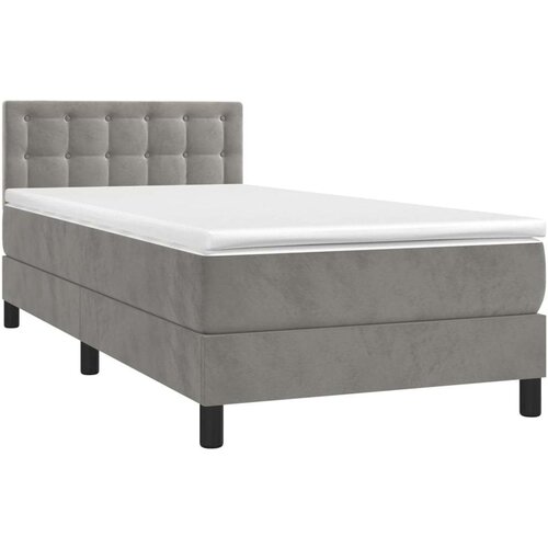  Box spring s madracem LED svjetlosivi 90x190 cm bar&amp;scaron;un Slike