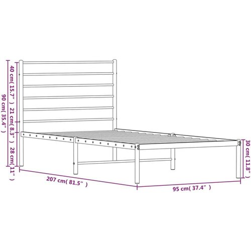 vidaXL Metalni okvir za krevet s uzglavljem bijeli 90x200 cm Cene