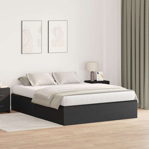  Okvir kreveta za pohranu Crni hrast 150x200 cm Slike