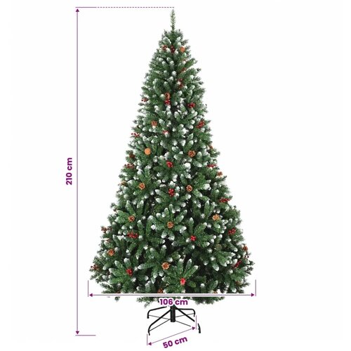  Umjetno božićno drvce sa &amp;scaron;arkama 210 cm 300 LED lampica - Zelena sa zasnježenim vrhovima &amp;Oslash; 106 x 210 cm s 300 LED žaruljica Slike