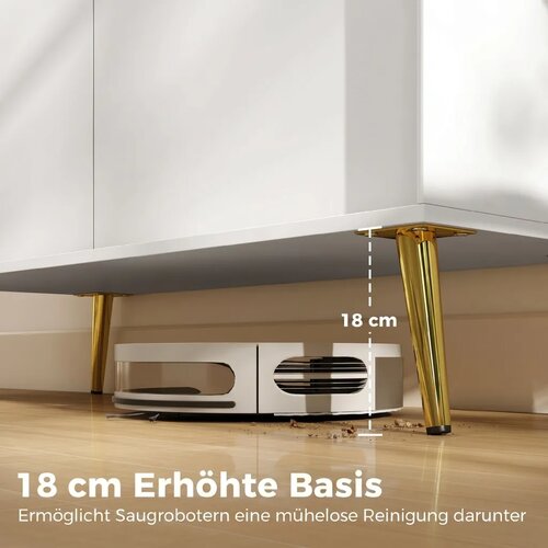  Moderni kredenc bife 105 4 cm s metalnim nogama za blagovaonicu i kuhinju krem ​​bijela Slike