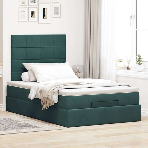 VidaXL okvir za krevet s madracima tamnozeleni 120x190 cm bar&amp;scaron;unasti Slike