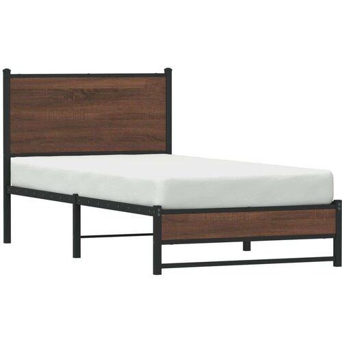 VidaXL Metalni okvir kreveta s uzglavljem smeđa boja hrasta 75x190 cm Slike