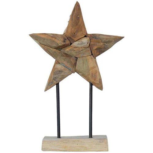 VidaXL Božićna zvijezda Smeđa 30 x 5 x 45 cm Čvrsto teak drvo Slike