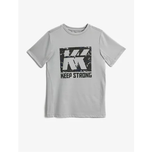 Koton Short-Sleeved T-Shirt with a Printed Crew Neck