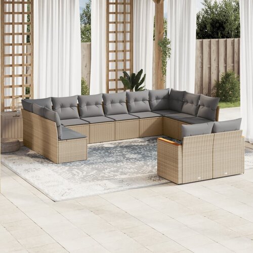 vidaXL 12-dijelni set vrtnih sofa s jastucima bež od poliratana Cijene