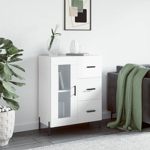 vidaXL Komoda visok sijaj bela 69,5x34x90 cm inženirski les Cene