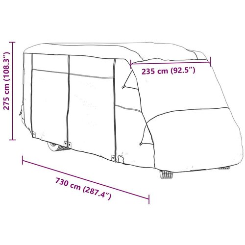 VidaXL Prevleke za avtodom siva 730x235x275 cm netkana tkanina Slike