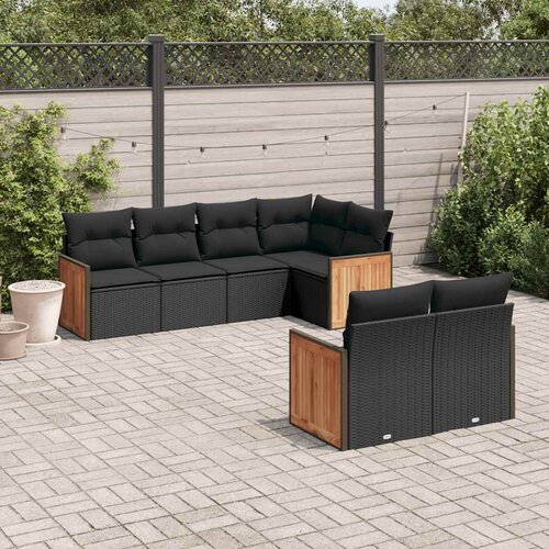  7-dijelni set vrtnih sofa od poliratana s jastucima crni Cijene
