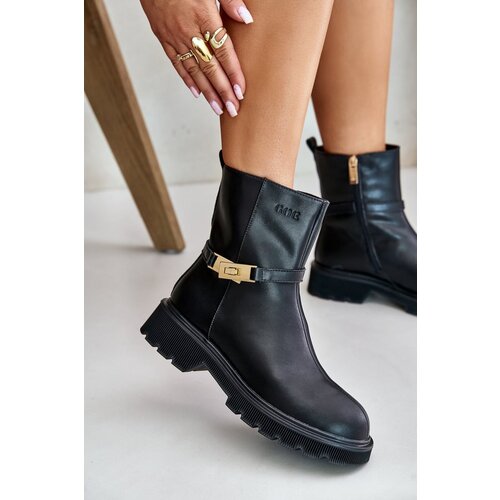 Kesi Leather women&amp;#039;s ankle boots with strap insulated GOE black Slike