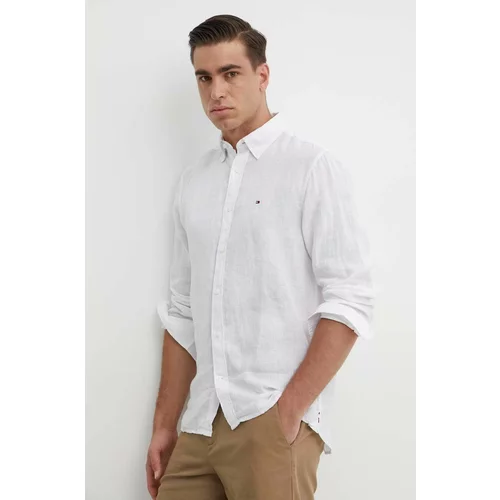 Tommy Hilfiger Lanena košulja boja: bijela, regular, s button-down ovratnikom, MW0MW34602