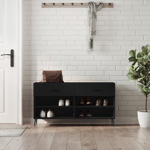 VidaXL Klop za čevlje črna 102x35x55 cm inženirski les Slike