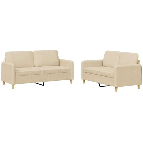  2-dijelni set sofa s jastucima krem od tkanine Slike