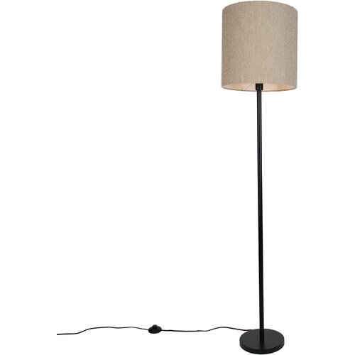QAZQA Moderne vloerlamp zwart met beige boucl&eacute; kap 40cm - Simplo Cene