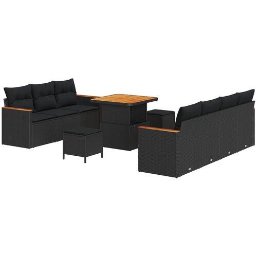 Sjedeća garnitura za vrt 14 kom. 9-Broj sjedala Crna poliratan 234 x 204 x 85 cm Slike