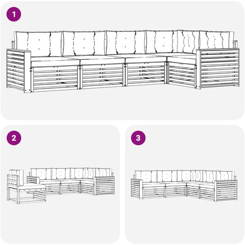  Set vanjskih sofa 5 kom. Prirodna i svijetlo siva Smeđa 331 x 172,5 x 73 cm Slike