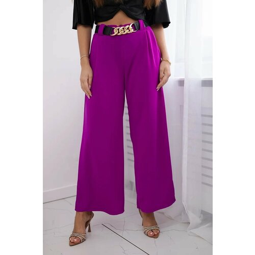 Kesi Viscose trousers with wide legs dark purple color Cene