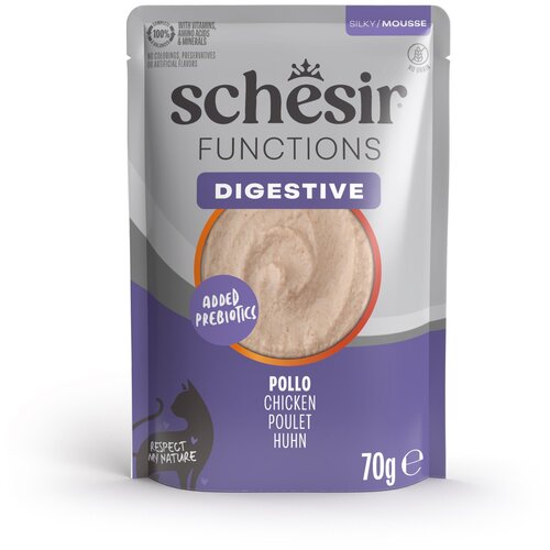  Ekonomično pakiranje Schesir Functions Mousse 24 x 70 g - Digestive piletina Slike