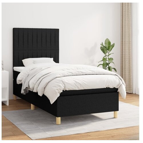  Box spring postelja z vzmetnico črna 90x200 cm blago Cene