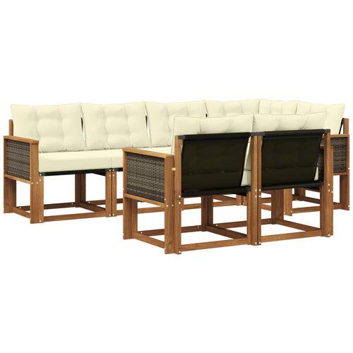 vidaXL Zunanja garnitura za sedenje z blazino 7 pcs Naravna in smetana, (5000281539) Cene