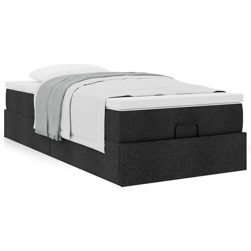 VidaXL Otomanski okvir kreveta s madraca crni 90x200cm od tkanine Slike