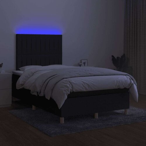 Krevet box spring s madracem LED crni 120 x 200 cm od tkanine Slike