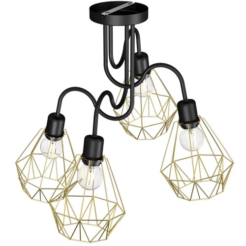  Plafonski luster BERGEN 4xE27/60W/230V crna/zlatna Slike