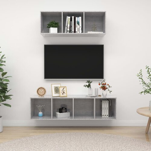  2-dijelni set TV ormarića siva boja betona konstruirano drvo Cijene