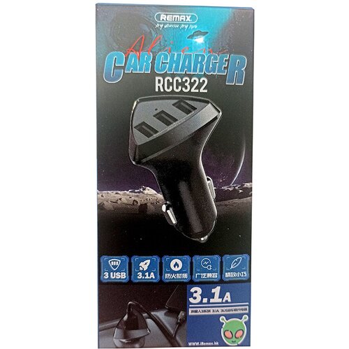 Remax Auto punjač alien 3 series RCC322, 3.1A, 3 USB, Crni Slike