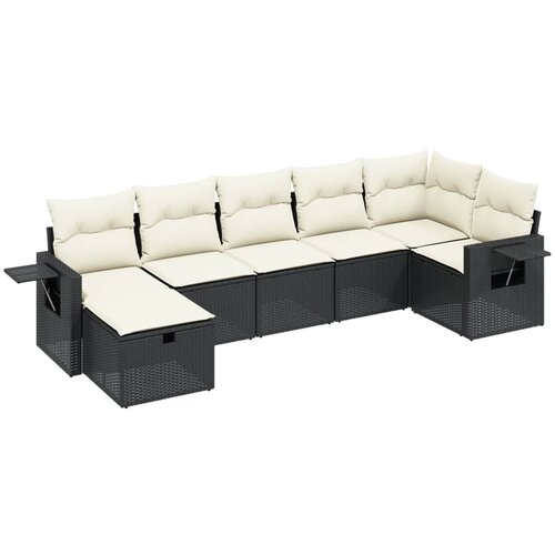 vidaXL 7-dijelni set vrtnih sofa od poliratana s jastucima crni Cijene