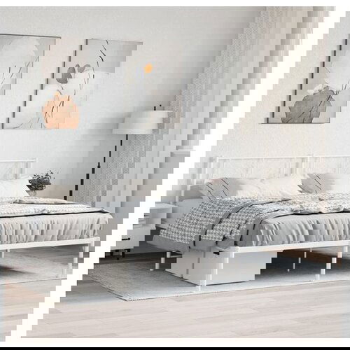 VidaXL Metalni okvir za krevet s uzglavljem bijeli 183x213 cm Slike