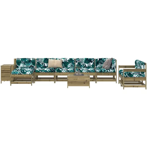 vidaXL 10-dijelni set vrtnih sofa od impregnirane borovine