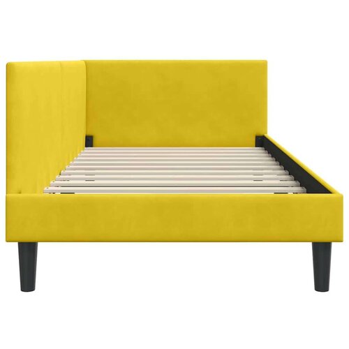 VidaXL Kutni okvir kreveta Žuta 90 x 200 cm Velvet i inženjerski drvo Slike