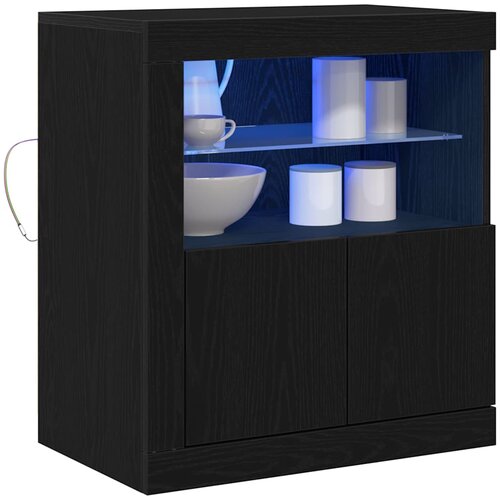  LED komoda Crna 60,5 x 37 x 67 cm Konstruirano drvo Slike
