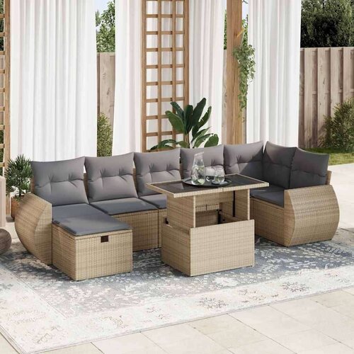 VidaXL 8-dijelni set vrtnih sofa od poliratana s jastucima bež Slike