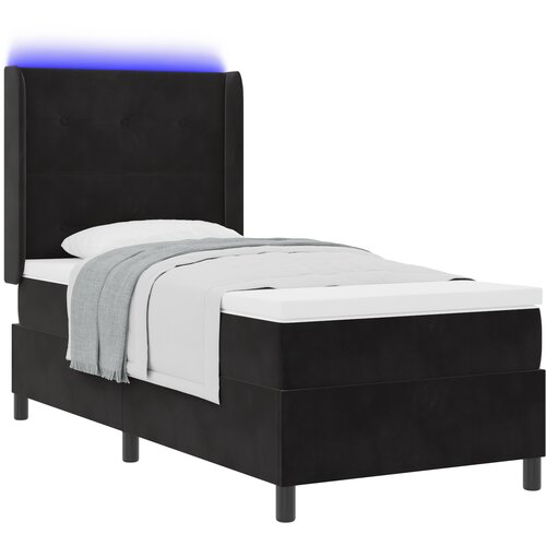 VidaXL postelja z box springom z vzmetnico in LED črna 90x190 cm žamet, (22080791) Slike