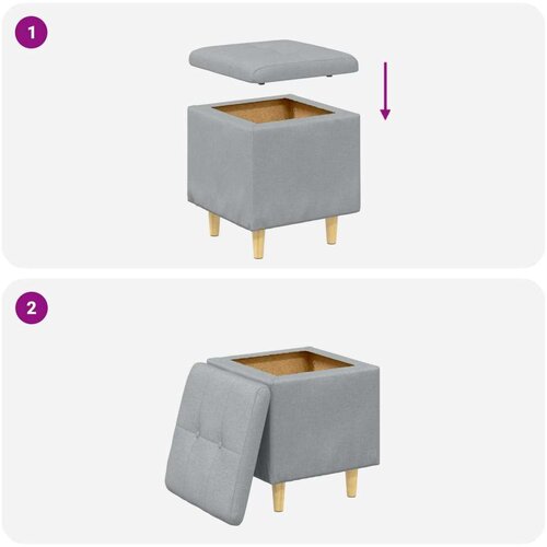  Otoman s pohranom Svijetlo siva 40 x 40 x 45 cm tkanina - Svjetlosiva 40 cm tkanina Slike