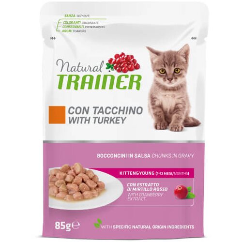 Natural trainer Cat Kitten&Young, vrečka - puran - 85 g 85 g Cene