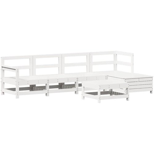  6-dijelni set vrtnih sofa bijeli od masivne borovine Slike
