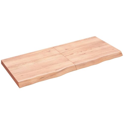 VidaXL Stenska polica svetlo rjava 140x60x6 cm trdna hrastovina Slike