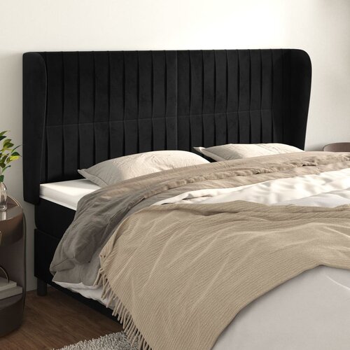 vidaXL Vzglavje z ušesi črn 203x23x118/128 cm žamet Cene