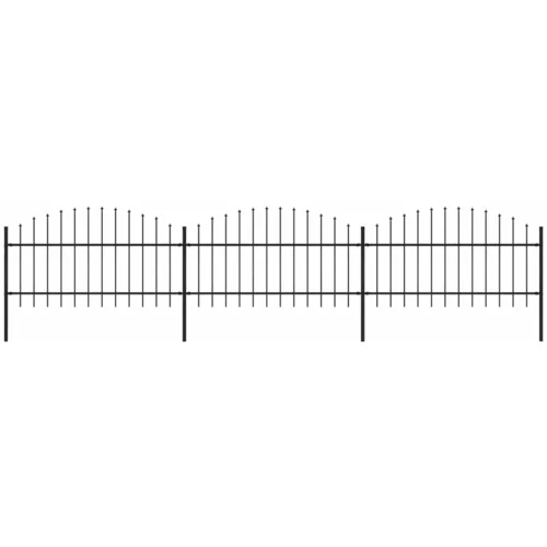 vidaXL Vrtna ograja s koničastimi vrhovi jeklo (1-1,25)x5,1 m črna