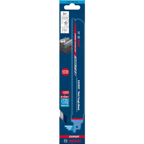 Bosch EXPERT &amp;bdquo;Thick Tough Metal&amp;ldquo; S 1155 CHC list univerzalne testere - pakovanje 3 komada - 2608900369 Slike