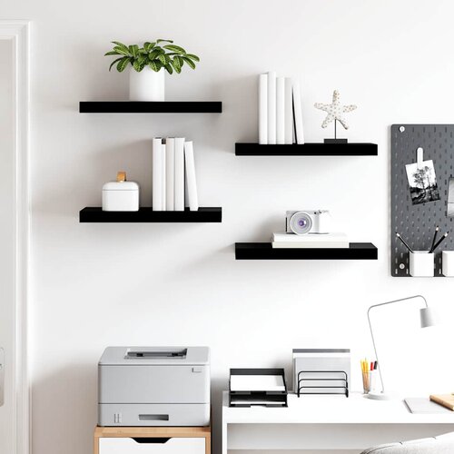  Plutajuće zidne police 4 kom sjajne crne 50 x 23 x 3,8 cm MDF Slike