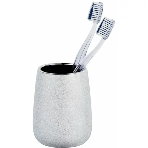Wenko Keramičen lonček za zobno ščetko v srebrni barvi Glimma