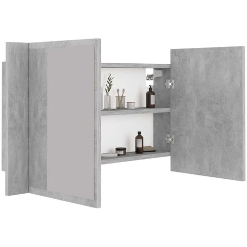 VidaXL LED kopalni&amp;scaron;ka omarica z ogledalom betonsko siva 80x12x45 cm Slike