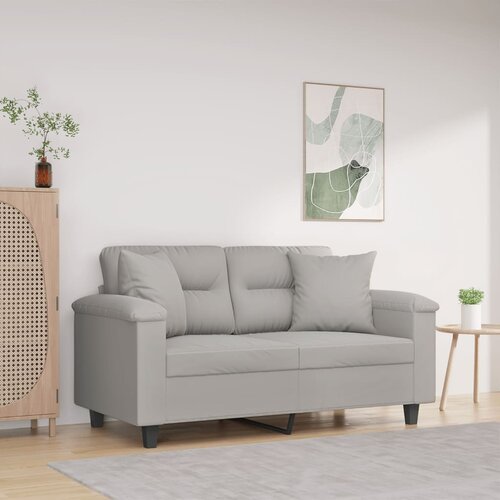  The Living Store Kavč dvosed z blazinami sv. siv 120 cm tkanina iz mikrovlaken - Dvosed, (21494409) Cene