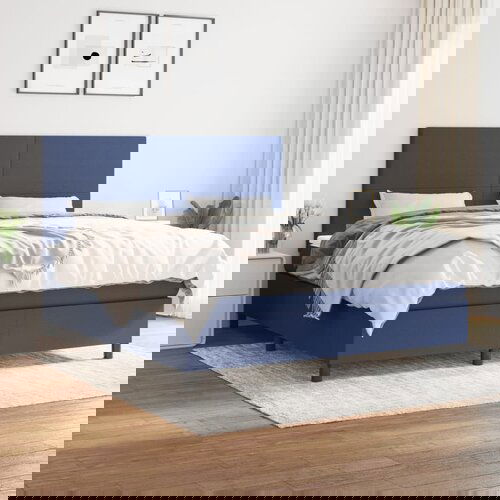 The Living Store Box spring postelja z vzmetnico modra 160x200 cm blago - Box Spring Postelja, (21514554) Slike